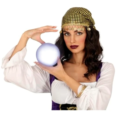 Image of FIESTAS GUIRCA Fortune Teller Light Ball with LEDs (4.7 in) Lighting Decoration for Gypsy Parties, Seers and Mystical Celebrations Ideal Halloween Carnival White