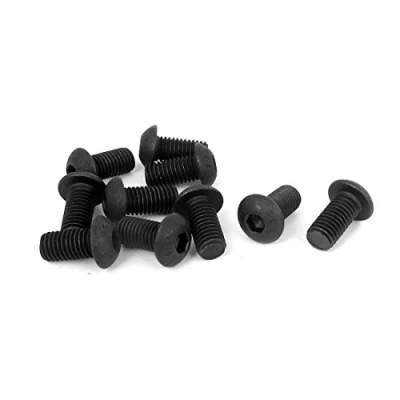 Image of Sourcingmap M10 x 20mm Alloy Steel Hex Socket Button Head Screws Black 10 Pcs