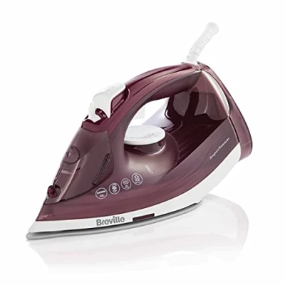 Image of Breville SuperSteam Steam Iron 2400W Ceramic Soleplate 180g Shot 300ml Water Tank Red and Silver [VIN412]