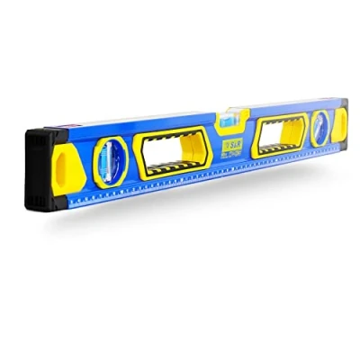 Image of S&amp;R Aluminium Spirit Level Magnetic with 3 Shockproof Levels: Horizontal/Vertical/45 Degrees, Easy to Read cm Scale, 0.5 mm/m Precise Accuracy Class 1, Anti Impact End Caps (60 cm)