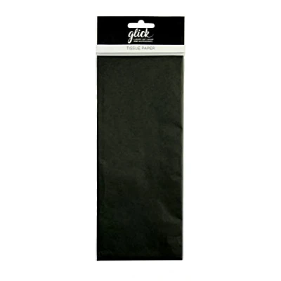 Image of Glick Four Sheets of Black Tissue Paper, Each Sheet 750mm x 500mm Paper Black, for Gift Wrapping, Birthday Halloween (TP12)