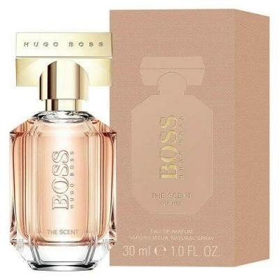 Image of BOSS The Scent Eau de Parfum for Her Ambery Fragrance with Notes of Honeyed Peach, Osmanthus Flower and Roasted Cocoa High Longevity 30ml (Packaging May Vary)
