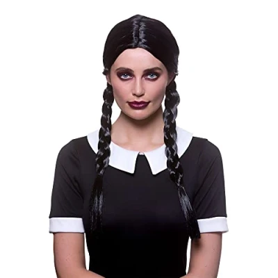 Image of Adult Ladies Black Pigtails Wig Fancy Dress Accessory