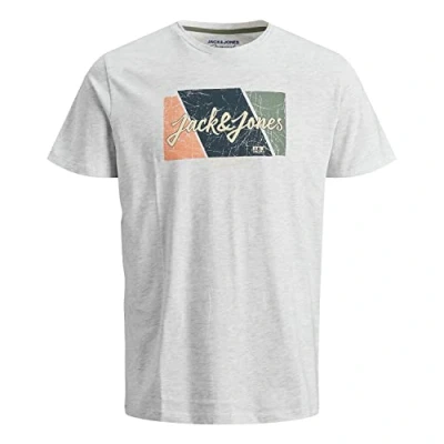 Image of Jack &amp; Jones Mens JACK&amp;JONES Logo casual t shirt soft cotton crew neck short sleeve White Size Medium
