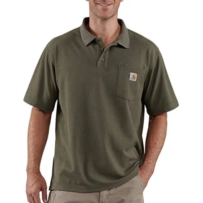 Image of Carhartt Men&#039;s Loose Fit Midweight Short Sleeve Pocket Polo, Moss, S