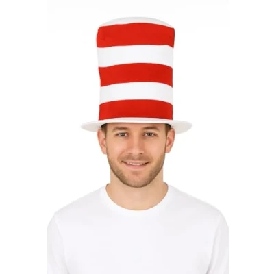 Image of labreeze Tall Hat Red White Striped Adults Cat in School Book Week Fancy Dress