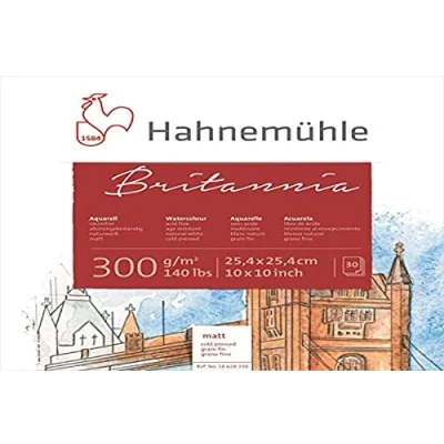 Image of Hahnemühle Britannia Watercolour Pad Matte Natural White Paper 300gsm 30 Sheets 10 x Inch