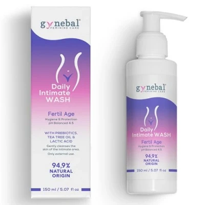 Image of GYNEBAL Intimate Wash Women Gel for Ladies in Fertile Age Purifying, Moisturising, Prevent Feminine Dryness with PREBIOTICS Balance and Healthy Flora PH 4.5 300 ml