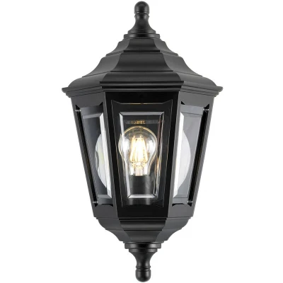 Image of Kinsale 1 Light Outdoor Coastal Flush Ceiling Lantern Black IP43, E27