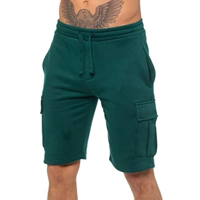 Image of 989Zé ENZO Mens Shorts Cargo Combat Casual Fleece Gym Training Jogger Half Pants with Pockets EZSC602 Short Green XL