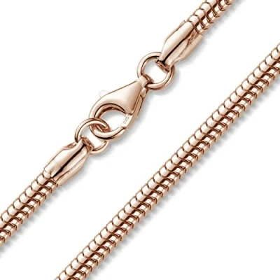 Image of MATERIA by Matthias Wagner Women&#039;s Snake Chain Necklace 925 Silver Rose Gold 3 mm, Sterling