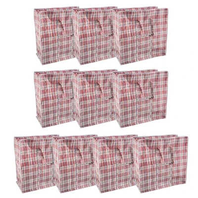 Image of HOMESHOPA Large Laundry Bags, 10 Pack Heavy Duty Strong Durable Storage Bags for Laundry, Moving House, Shopping, Clothing, Reusable Checkered Bag with Zipper &amp; Handles, Waterproof Carrying Totes