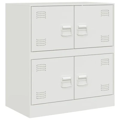 Image of vidaXL Modern Sideboard 67x39x73 cm Cold Rolled Steel Unit with Ample Storage, 4 Compartments White, Versatile for Living Room/Bedroom