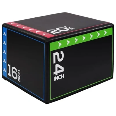 Image of Plyometric Soft Jump Box Plyo 3 in 1 for Home Gym Exercise MMA Step Power Strength Training Aerobic Crossfit Outdoor Workout Premium Fitness Plyobox Equipment (SOFT: Medium (16&quot;/20&quot;/24&quot;))
