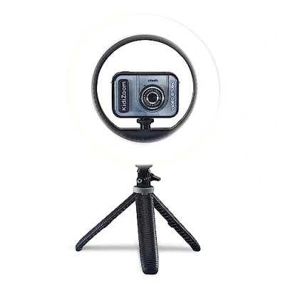 Image of VTech KidiZoom Video Studio Deluxe Bundle Children&#039;s Camera with Green Screen, Tripod, Ring Light, Gloves and Much More For Children Aged 5 12 Years