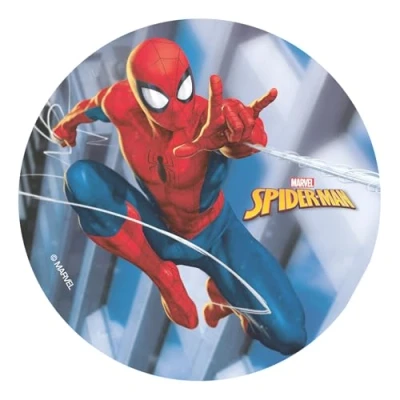 Image of Dekora, Spiderman Edible Cake Topper, Marvel Decoration for Children&#039;s Birthday Cake, Round Wafer Disc 20 CM