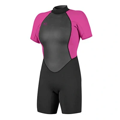 Image of O&#039;Neill Wetsuits Women&#039;s Reactor II 2mm Back Zip Spring Wetsuit, Black/Berry, 16 UK