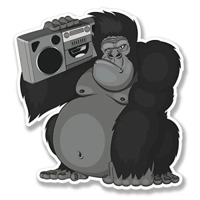 Image of 2 x Gorilla Stereo DJ Music Sticker Car Bike Helmet Surf iPad Laptop Decal #4097 (9.4cm Wide 10cm Tall)