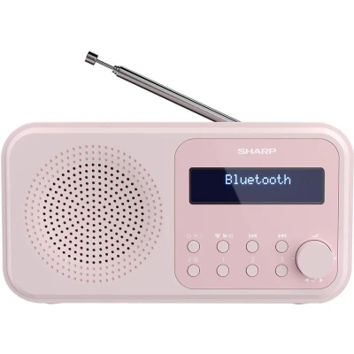 Image of SHARP DR P420(PK) Tokyo Portable Digital Radio With Bluetooth 5.0, Mono DAB+/FM Audio Player, Compact &amp; Lightweight, USB/Battery Powered, Dual Alarm Clock 40 Pre Sets Blossom Pink