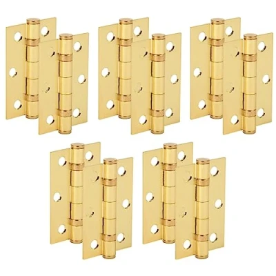 Image of HANDLEZONE® Door Hinges 5 Pairs 76mm / 3 inch Ball Bearing, with Screws Satin Brass
