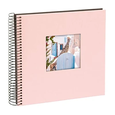 Image of goldbuch Bella Vista Spiral, Linen Memory Cut Out Cover 40 Pages, Book for Gluing, Photo Album, Paper, Rose (Black Sides), 20 x cm