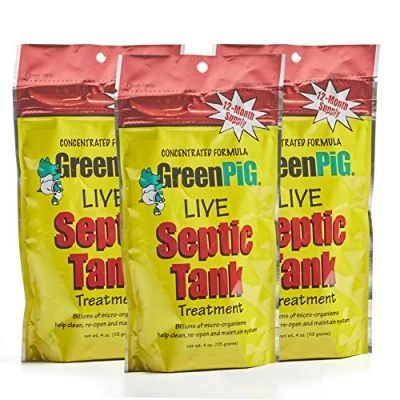 Image of Green Pig 54A Live Septic Tank Treatment 3 Year Supply Ultimate Solution in Preventing Expensive Backups, Clogs, or Drain Field Failures with 12 Easy Drop and Flush Packets, Count