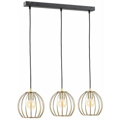 Image of Globe Bar Pendant Ceiling Light Black, Gold, 60cm, 3x E27