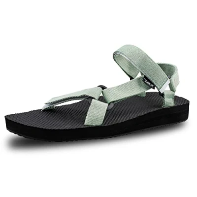 Image of riemot Women&#039;s Sports Trekking Hiking Sandals Flat, Green, 6 UK