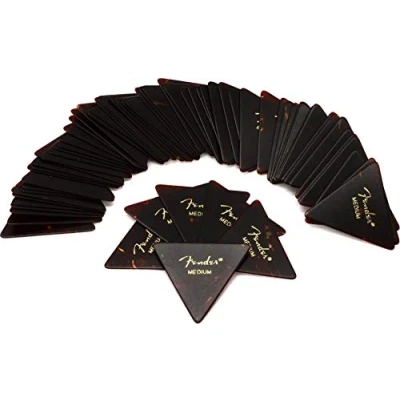 Image of Fender Classic Celluloid Guitar Picks 355 Shape, Tortoise Shell, Medium, 72 Pack