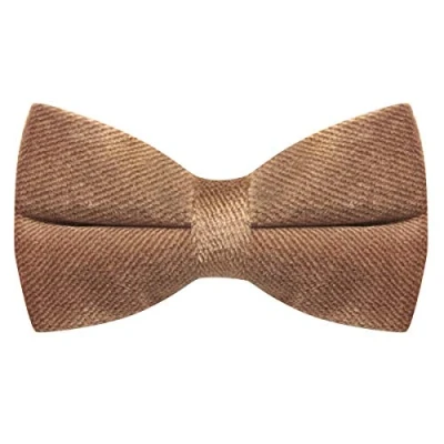 Image of King &amp; Priory Luxury Fawn Brown Textured Velvet Pre Tied Bow Tie