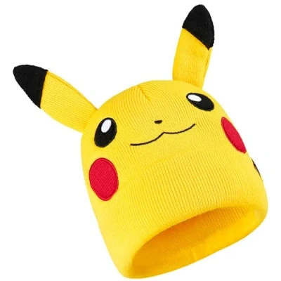 Image of Pokemon Beanie Hat for Kids Warm Cosy Knitted Winter Hats One Size Anime Gifts (Yellow Pikachu)