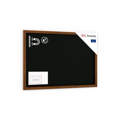 Image of ALLboards Black Magnetic Chalkboard with Varnished Wooden Frame 100x80cm, Chalk