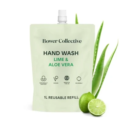 Image of Bower Collective, Antibacterial Lime &amp; Aloe Vera Liquid Hand Soap Refill, Eco friendly, Natural Wash 1L