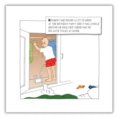 Image of Nigel Quiney Funny Male Greeting Card Suitable For Birthday No En Suite Him Norbert &amp; Val Range