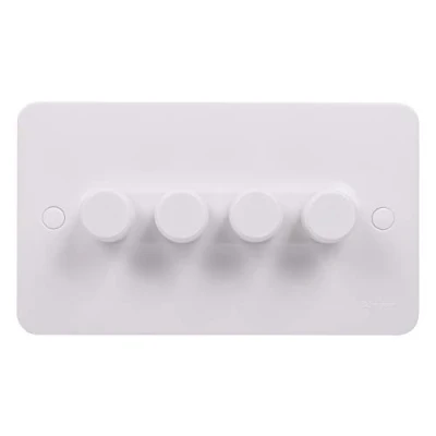 Image of Schneider Electric Lisse White Moulded 4 Gang 2 Way Dimmer Light Switch, 250W/250VA, GGBL6042CS,