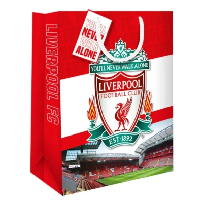 Image of Danilo Promotions Ltd LIVERPOOL FC GIFT BAG FOOTBALL THEME MEDIUM SIZE BIRTHDAY