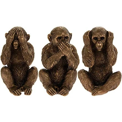 Image of Leonardo Reflections Set of 3 Bronzed Wise Monkeys