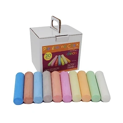 Image of Bright Ideas PK20 10cm Giant Assorted Playground Chalk, Coloured Chalk for Children, Washable Sidewalk, Pavement, Blackboard 20 Sticks. BI7980.