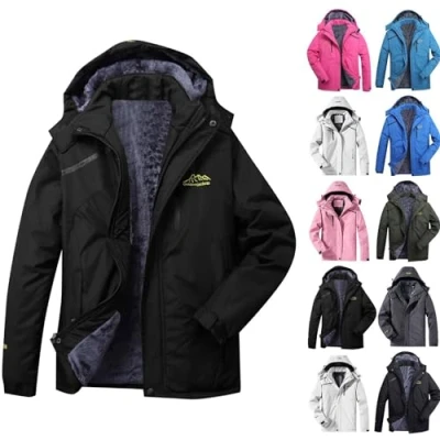 Image of BUKKNYE Women&#039;s Windproof Waterproof Jacket Softshell Warm Breathable Fleece Outdoor Coat with Detachable Hood