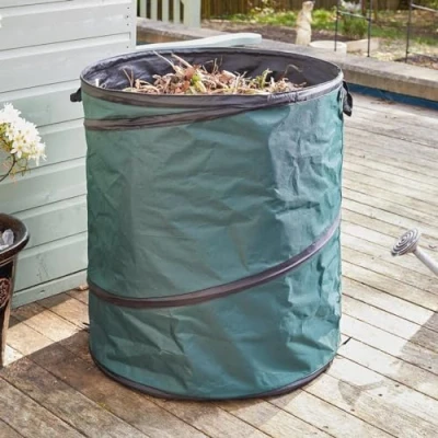 Image of x Large 200L Pop Up Spring Bin Reusable &amp; Collapsible Heavy Duty Hardwearing Home or Garden Waste Bag with 2 Strong Carry Handles for Tidying, Cleaning Maintenance Measures H70 60cm Diameter