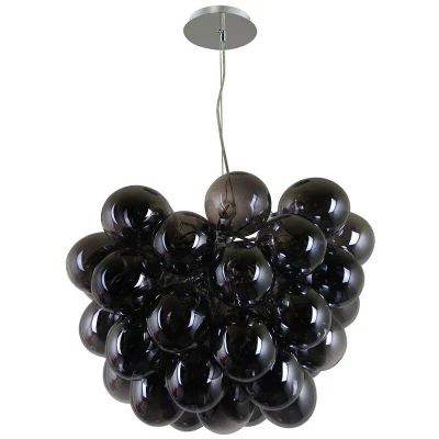 Image of Italux Lighting Modern Hanging Pendant Chrome 8 Light with Smoky Shade, G9