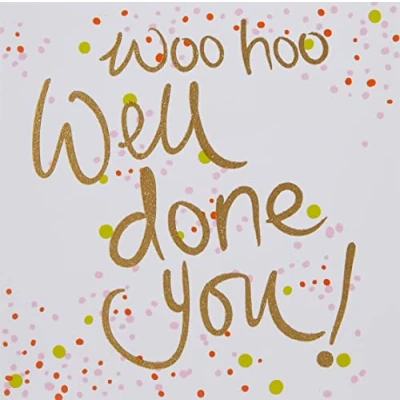 Image of Piccadilly Greetings Luxury Beautiful Contemporary Woo Hoo Congratulations Card 160 mm sq Koko Designs KL002,White