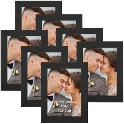Image of PETAFLOP Photo Frame 6x4 7 Pack, Black 6 by 4 Picture Frames Set for Wall Tabletop Horizontally or Vertically Display