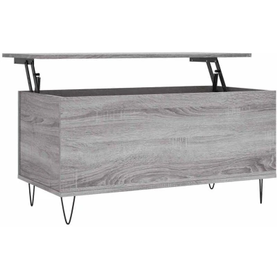 Image of vidaXL Modern Coffee Table with Lift Top Design in Grey Sonoma Finish, Engineered Wood and Metal Legs Storage Space