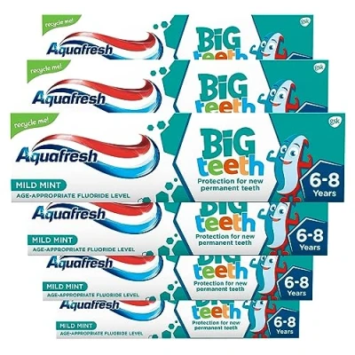 Image of Aquafresh Big Teeth Toothpaste, for Kids Teeth, 6 8 Years, 50ml Pack of