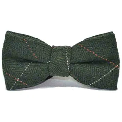 Image of King &amp; Priory Luxury Herringbone Forest Green Tweed Bow Tie, Bowtie