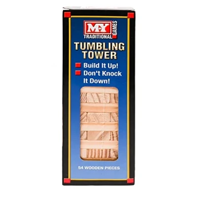 Image of M.Y Traditional Tumbling Tower Game with 48 Wooden Pieces Family Games Adults &amp; Kids