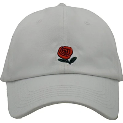 Image of Thenice Rose Embroidered Adjustable Strapback Hat Baseball Cap (White)