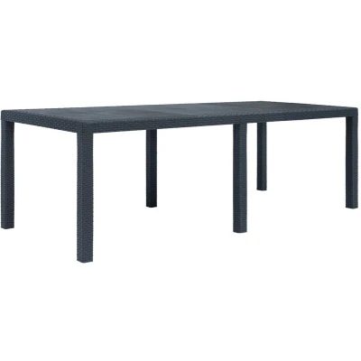 Image of vidaXL Plastic Garden Table with Rattan Look Design in Anthracite Large Dining for Patio, Outdoor, and Camping Use&#039;