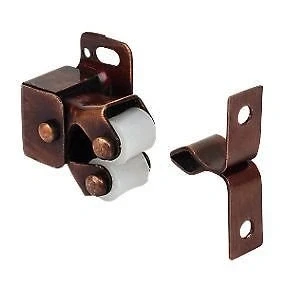 Image of Ironmongery World 10 x Double Twin Roller Catch Caravan Cupboard Cabinet Door Latch + Screws in 3 Finishes Antique/Bronze